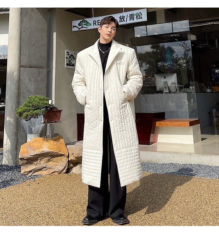 Dawfashion-Korean Style Vertical Pattern Stitching Suit Long Coat-Yamamoto Diablo Clothing