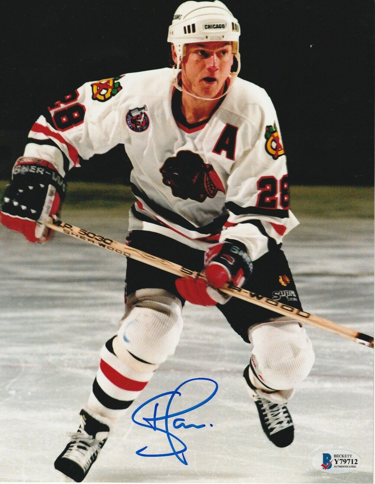 STEVE LARMER Signed Chicago BLACKHAWKS 8X10 Photo Poster painting w/ Beckett COA