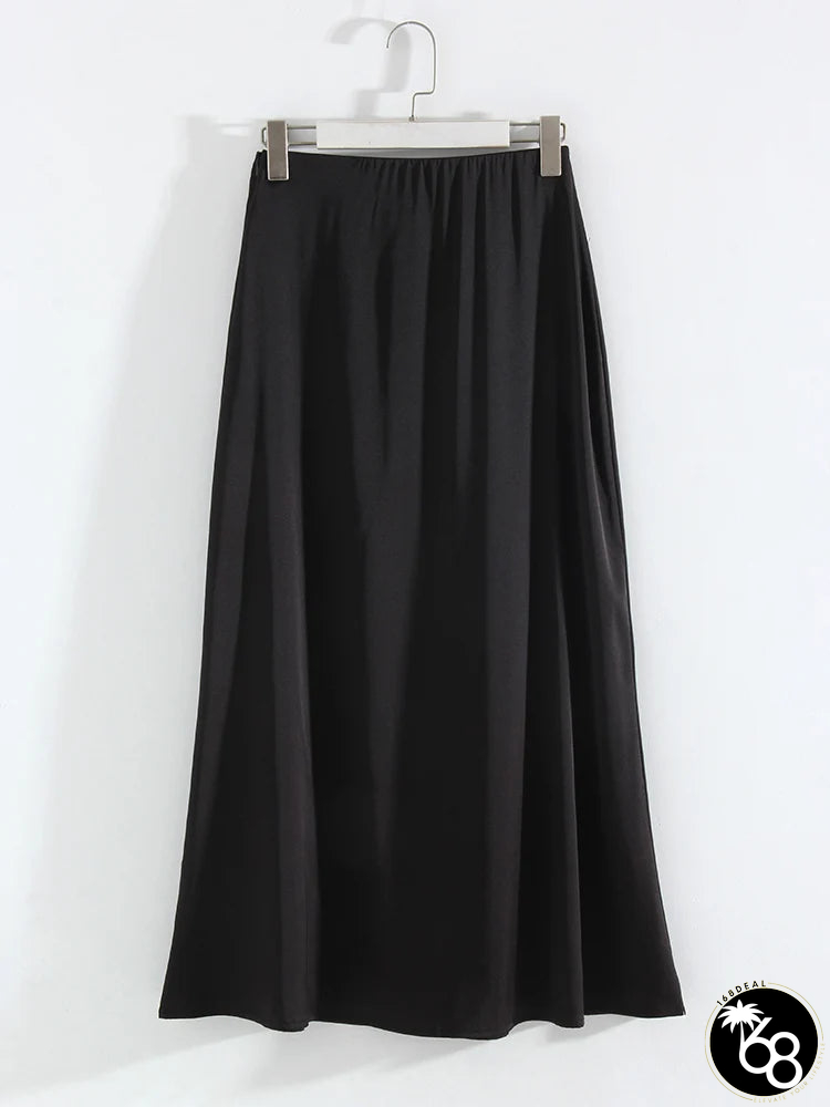 Women's Acetate High Waist Solid Pattern Casual Wear Skirts | 168DEAL
