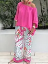 Summer Solid Color One-shoulder Casual Two-piece Suit