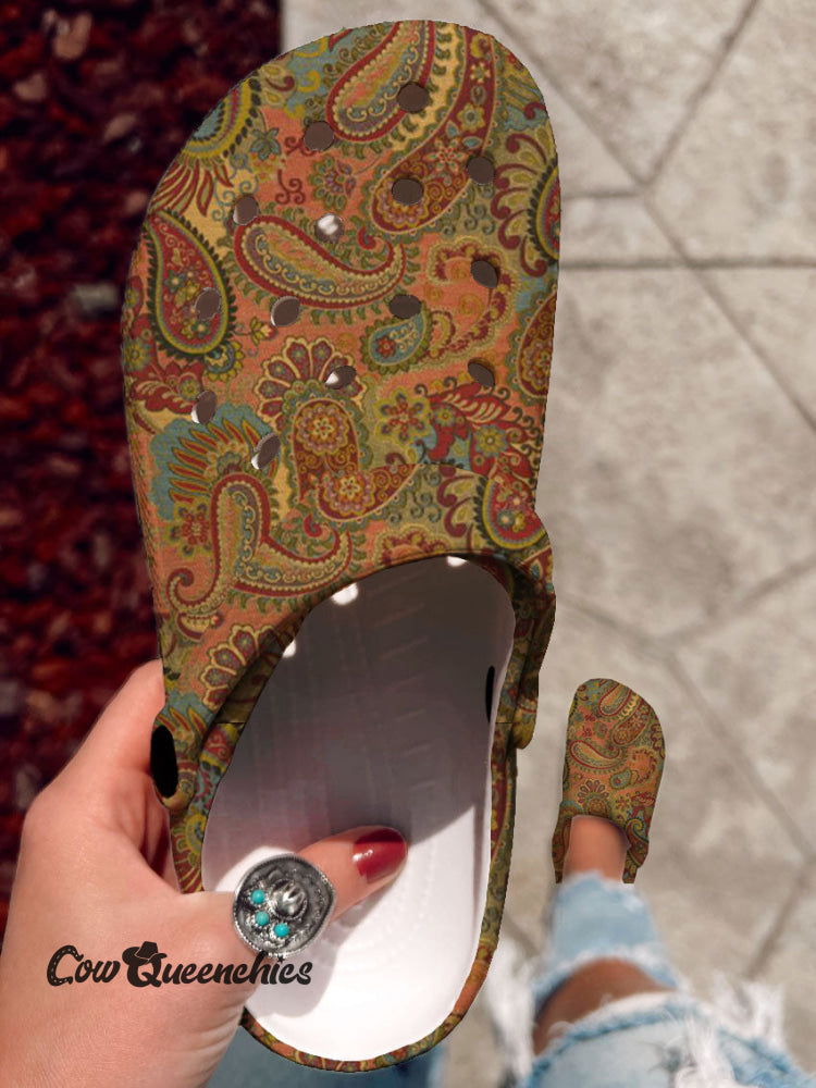 Vintage Art Print Casual Hole Slippers Multicolor / 36