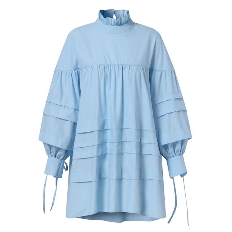 ZANZEA Casual Blouse 2022 Fashion Women Ruffles Long Sleeve Lace Up Solid Shirt Spring Blusas Loose Tunic Tops  Chemise