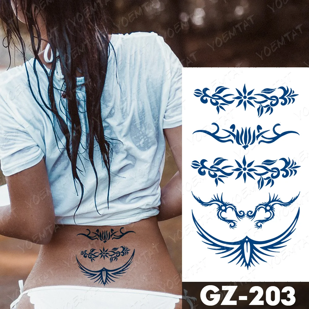 Sdrawing Lasting Ink Tattoos Body Art Waterproof Temporary Tattoo Sticker Butterfly Fairy Tatoo Arm Fake Feather Rose Swallow Tatto