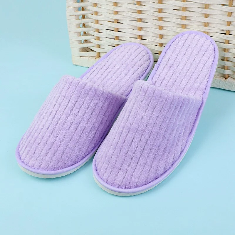 5 Pairs Winter Slippers Men Women  Hotel Disposable Slides Home Travel Sandals Hospitality Footwear One Size on Sale
