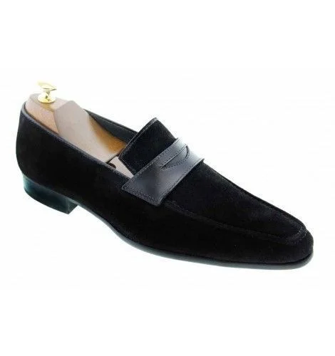Men Oxford formal black leather shoes, black Suede moccasins shoes