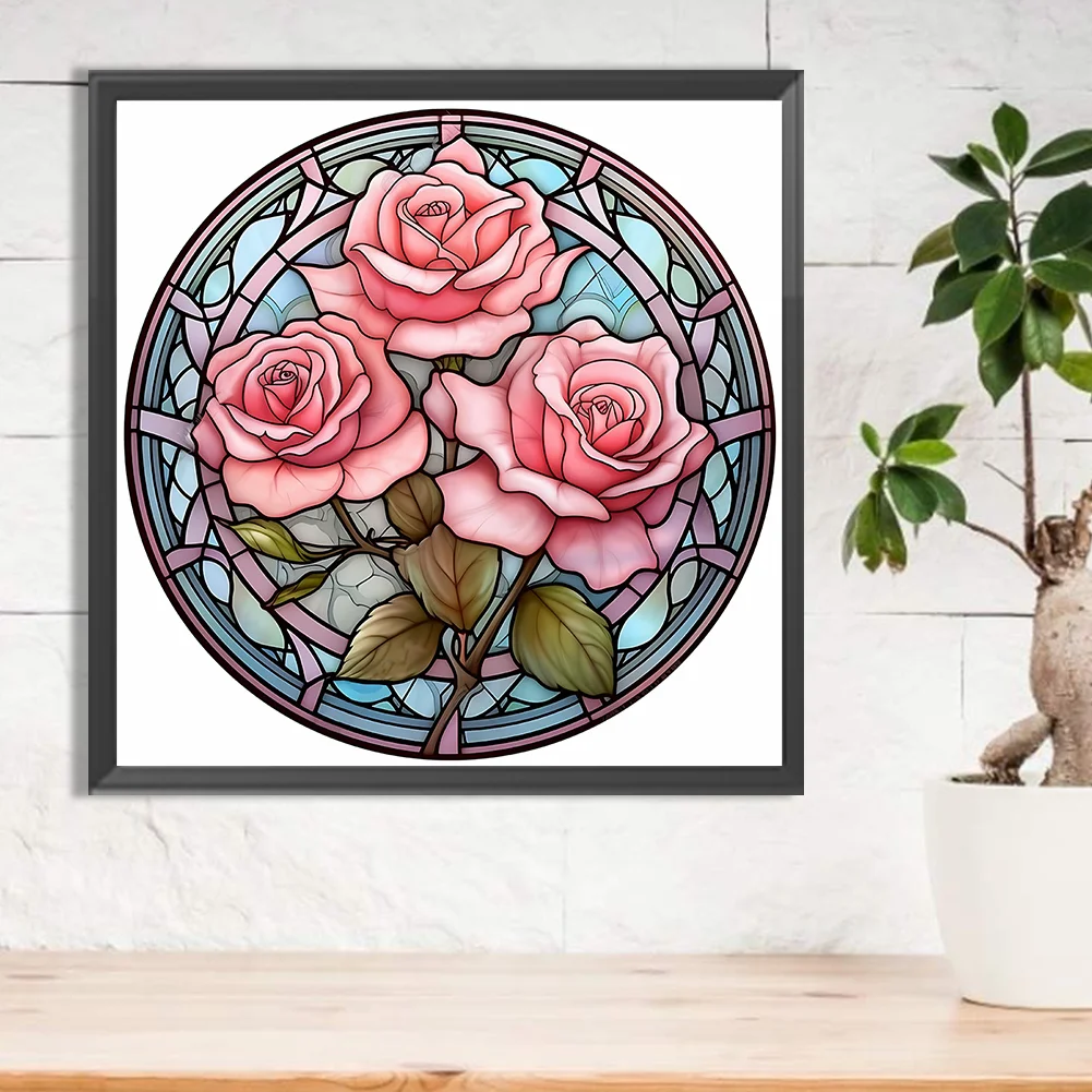 Diamond Painting - Full Round Drill - Stained Glass Flower(30*30cm)