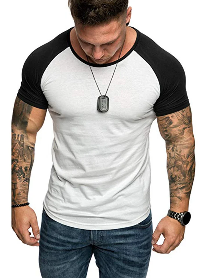 Men's T shirt Tee Tee Top Color Block Raglan Sleeve Crew Neck Street Vacation Short Sleeves Patchwork Clothing Apparel Fashion Designer Basic-Cosfine