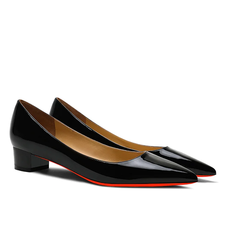 3cm/1.2 inch low heel thick heel red bottom high heels pointed toe solid color high heels VOCOSI VOCOSI