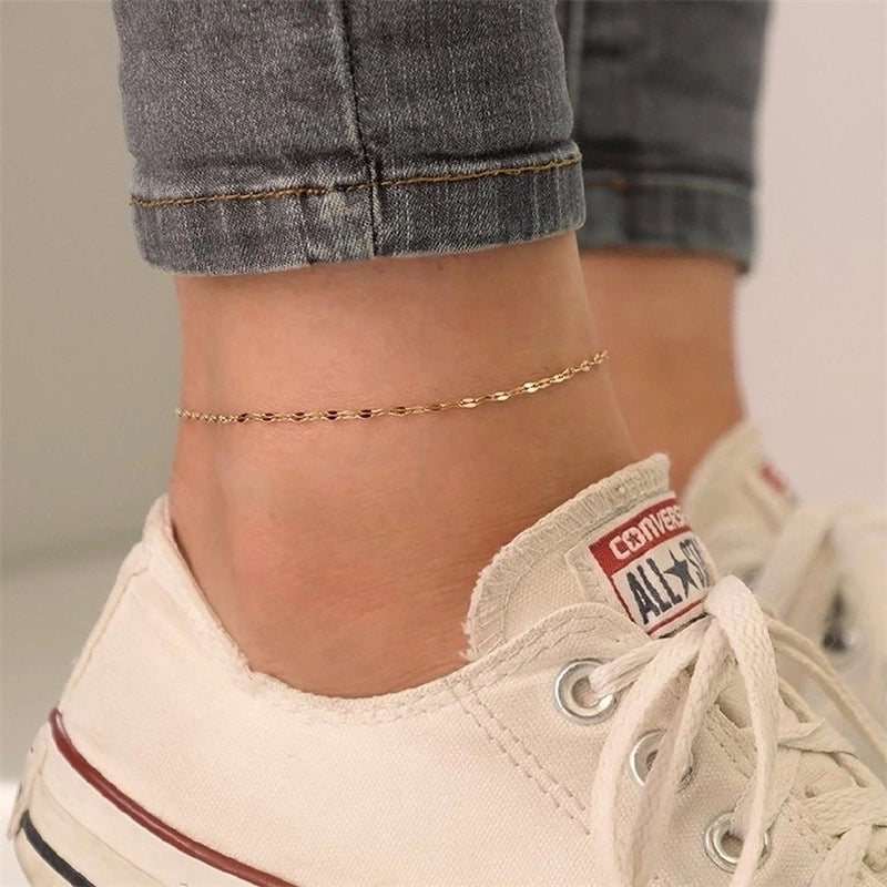 Korean Style Geometric Stainless Steel Plating Inlaid Gold 14K Gold Plated Women’S Anklet