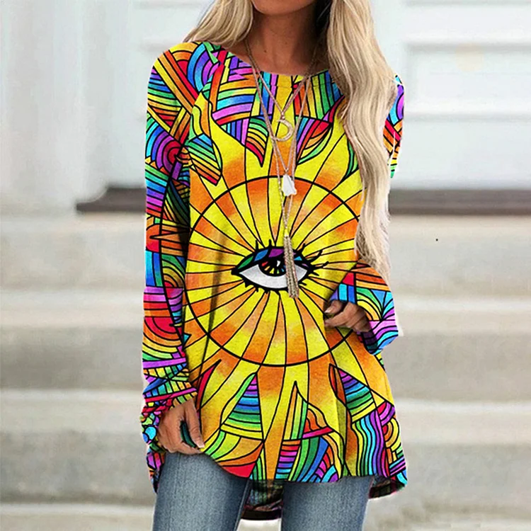 Vefave Vefave Hippie Art Print Casual Tunic