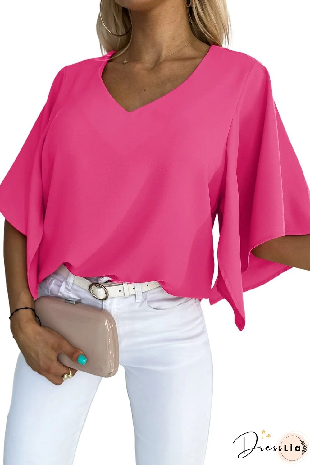 Casual V Neck Long Sleeve Shirt