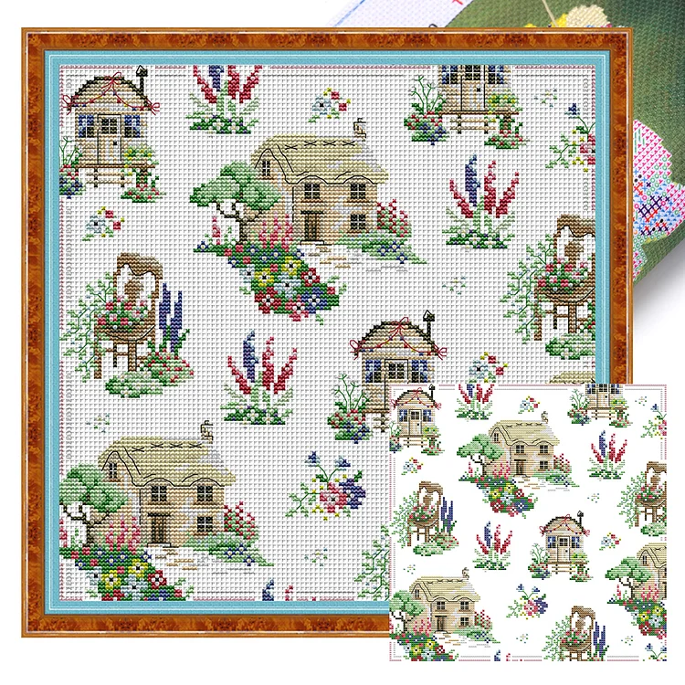 『Joy Sunday』Cottage Frame - 14CT Stamped Eco-Friendly Cotton Thread Cross Stitch(33*33cm)(Backstitch)