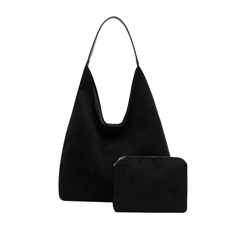 Women’s Suede Solid Color Streetwear Square Magnetic Buckle Shoulder Bag