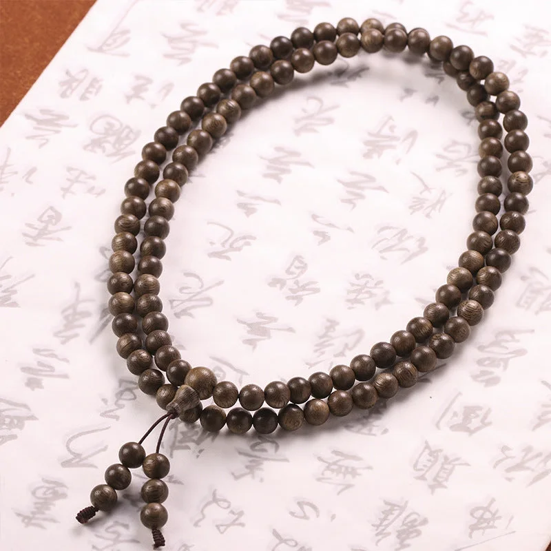 Authentic Brunei Old Material Agarwood 108 Buddhist Beads Bracelet Rosary Necklace