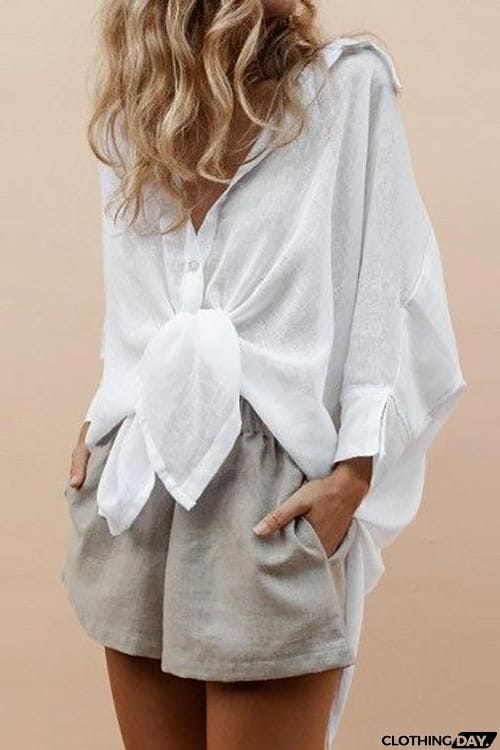 High Low Loose Button Long Sleeve Shirt