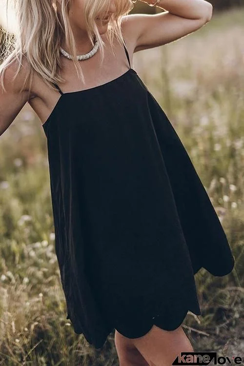 Hollow Embroidery Hem Slip Mini Dress