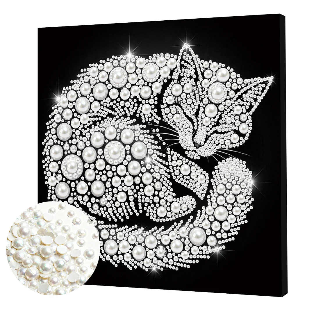 Cat - DIY Pearl Diamond Art Kit With Frame 25*25cm
