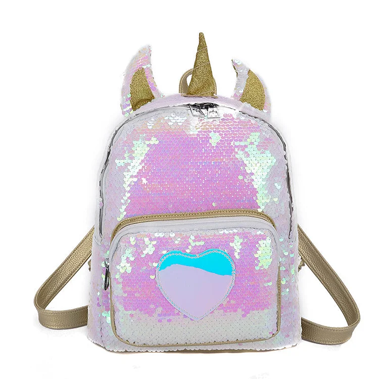 Love Heart Unicorn Glitter Backpack