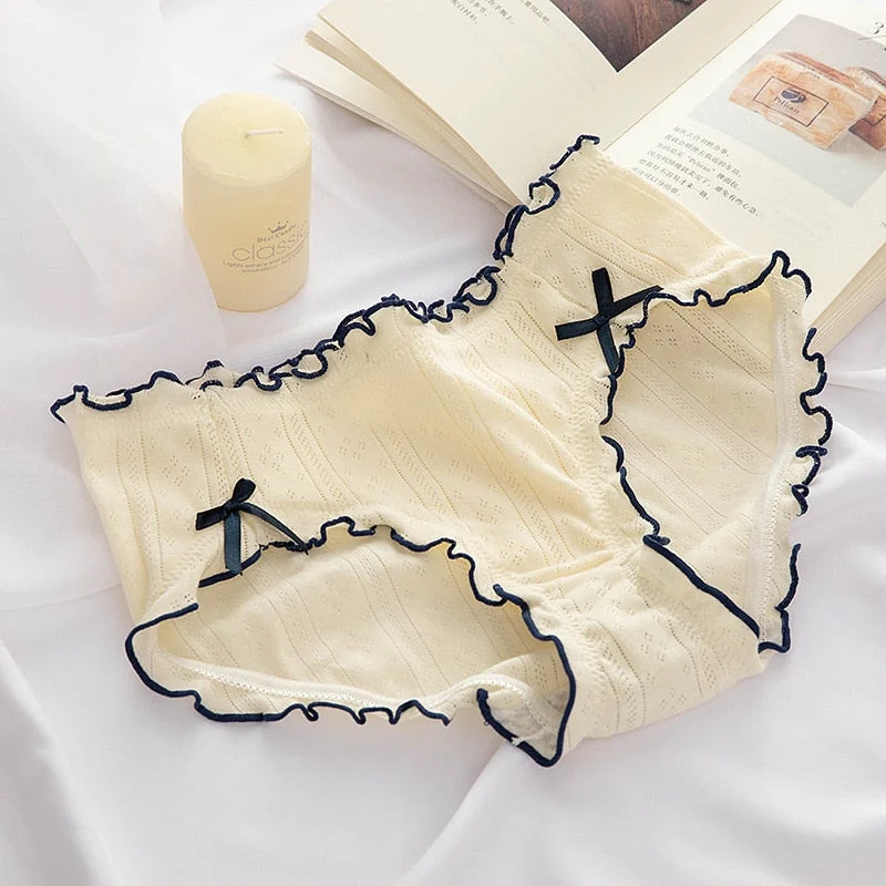 Women's Cotton Panties Cute Girl's Panties Med Waist PLus Size Female Underwear Seamless Sexy Briefs New Girl's Bow Underpants