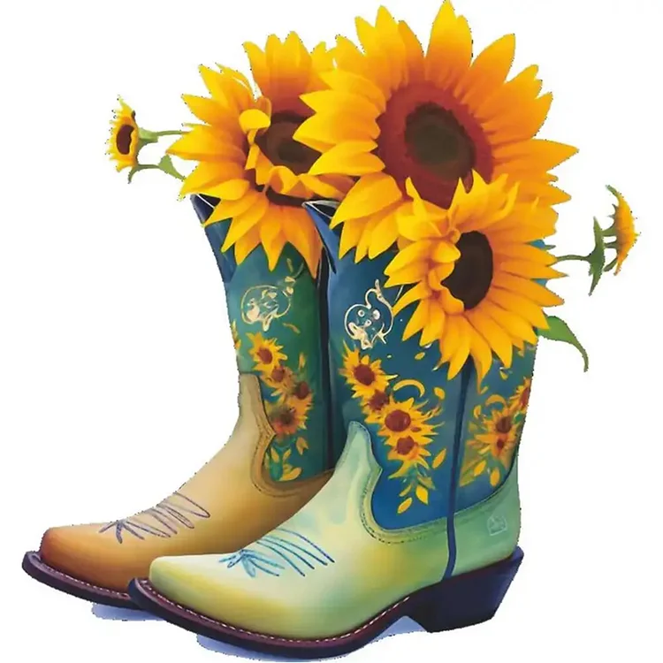 Floral Boots 30*30CM (Canvas) Full Round Drill Diamond Painting gbfke