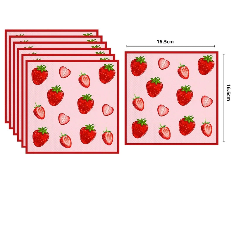 Other Printing (Printing) Birthday Cute Letter Strawberry PE PS Paper Party Tablecloth Tableware Party Supplies Cake Decorating Supplies 1 Piece