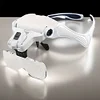 LED Head Magnifier 5 Interchangeable Lenses 1.0X to 3.5X Magnifying Glasses