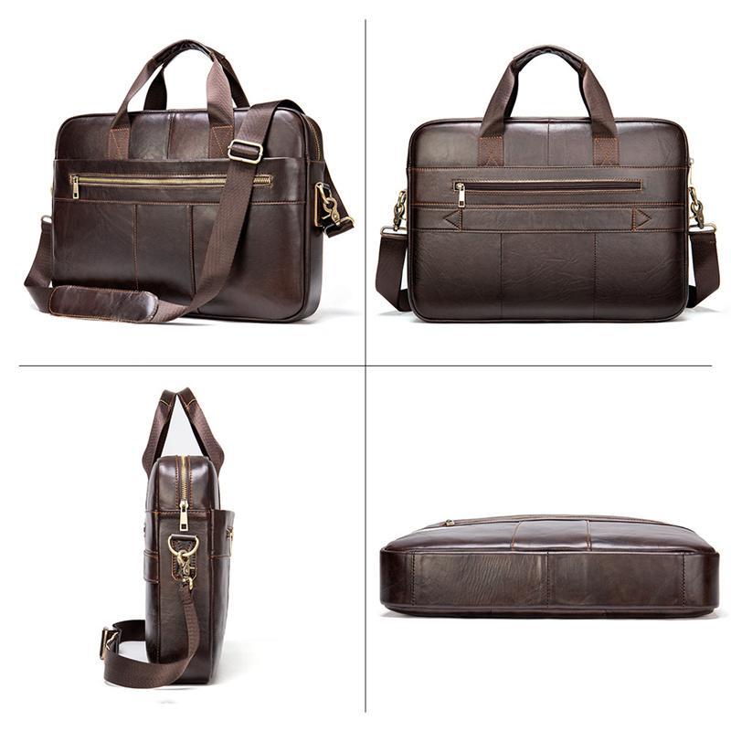 Practical Leather Briefcase Handbag Business Crossbody Bag With Unique Insert Design