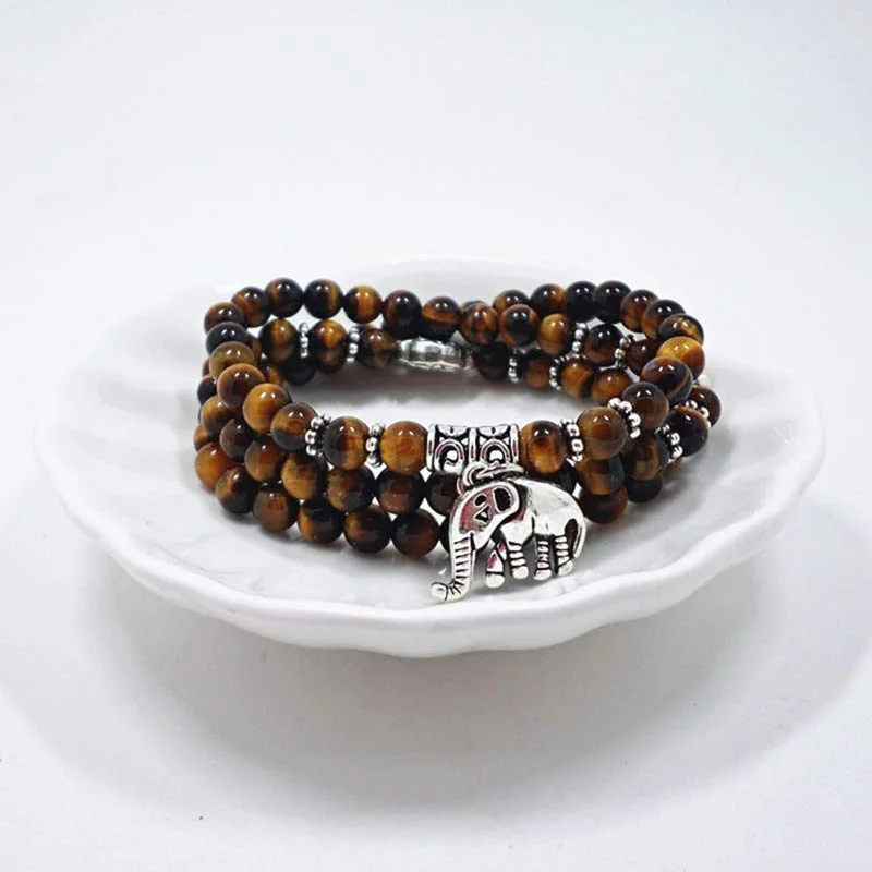 Tiger Eye Elephant Protection Courage Strength Bracelet