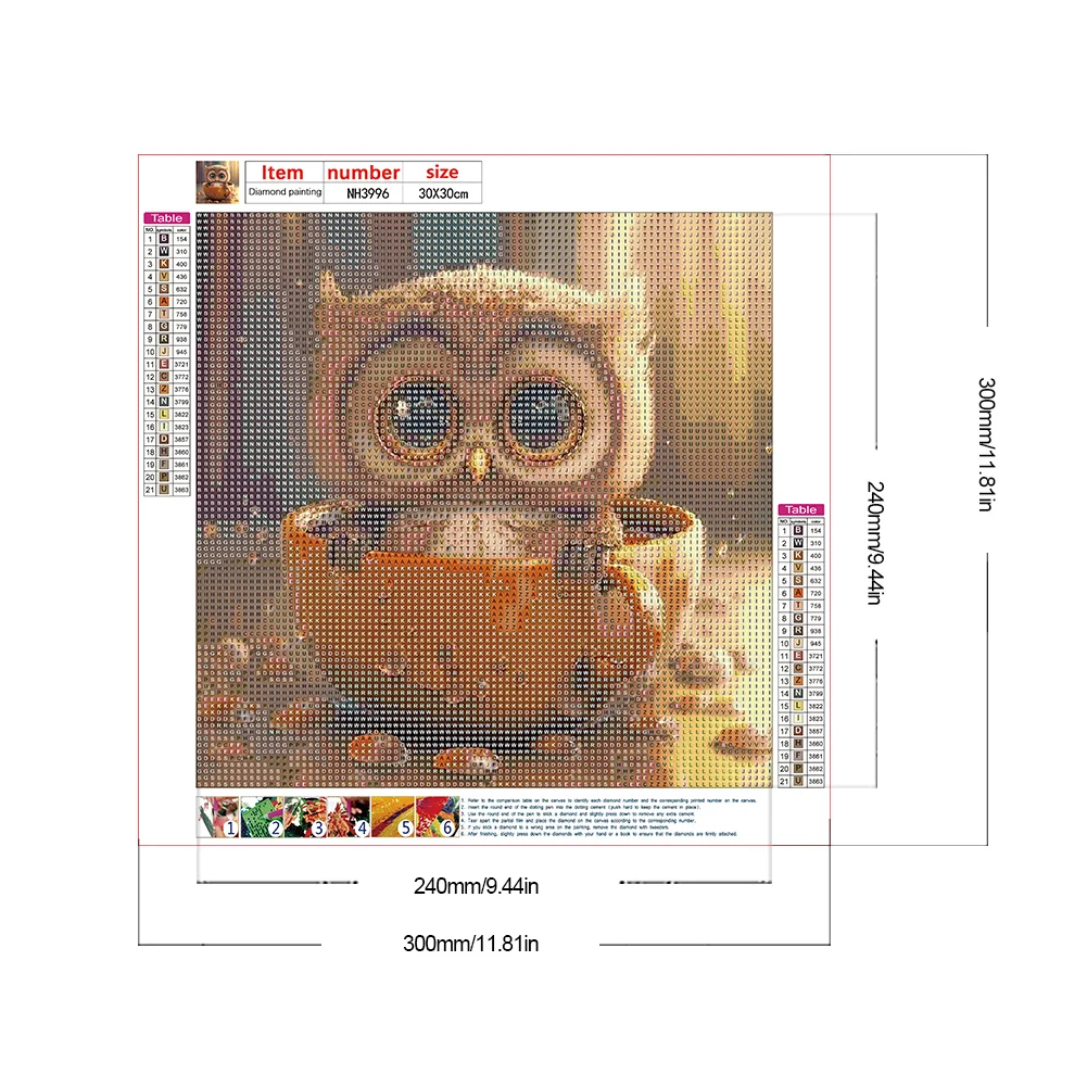Diamond Painting - Full Round Drill - Owl(Canvas|30*30cm)