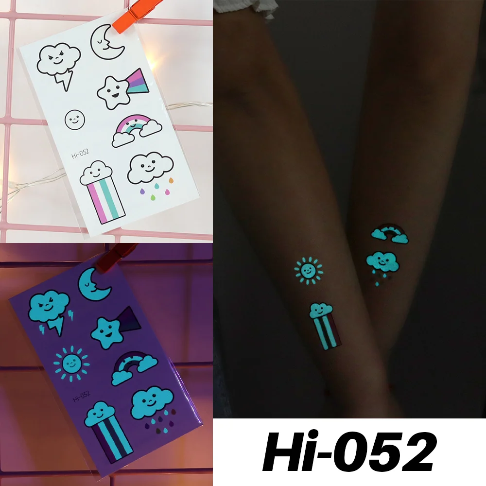Sdrawing Luminous Glow Tattoo Sticker Snake Deer Glowing Halloween Waterproof Temporary Tatoo Wrist Fake Tatto Body Art Women Men