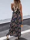 Hawaii Style Printed Condole Belt Maxi Dress