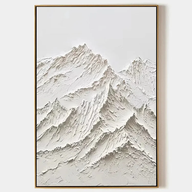 WHITE MOUNTAIN: Textured Mountain Painting（Canvas painting）