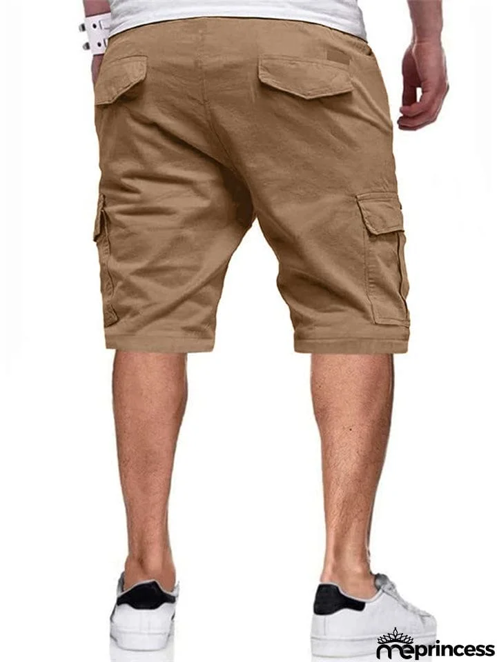 Male Contrast Color Drawstring Casual Summer Shorts