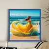 Beach Dress Girl-11CT Stamped Cross Stitch 45*45cm/17.72*17.72in