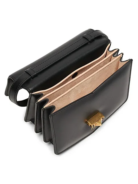 Ala&iuml;a Small Le Papa Leather Chain Shoulder Bag Noir