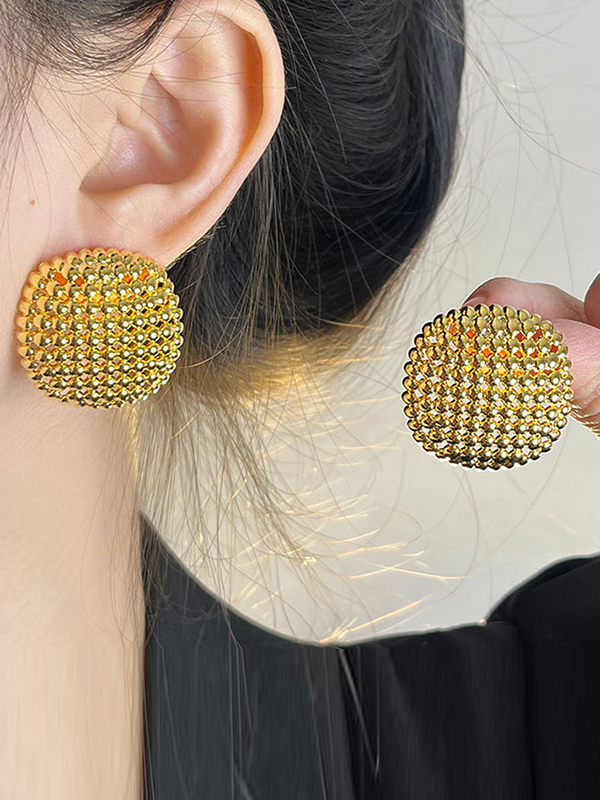 Rhine Stones Geometric Drop Earrings GOLD-One_size