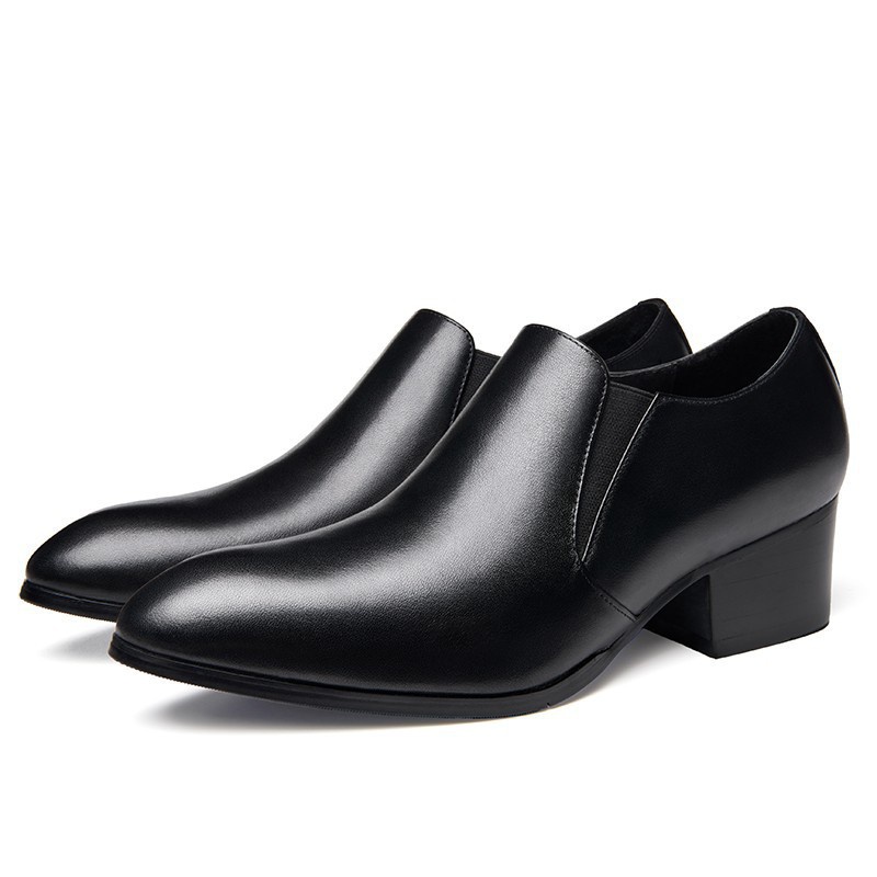 Men's Leather Shoes Leather Men's Hight Increasing Shoes Green British Pointed Men's Leather Shoes