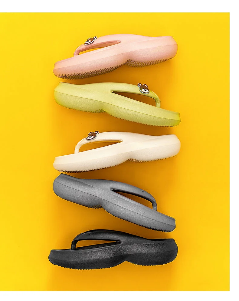 Couples Flip Flops For Women  2022 Summer Women Slippers Outdoor Solid Black Anti-Skid Beach 5Cm Thick Sole Platform Slipper