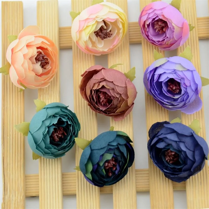 30pcs 3.5cm Mini Artificial Rose Bud Cut Flower Head Wedding Christmas Decoration DIY Sreath Gift Craft Flowers Accessories