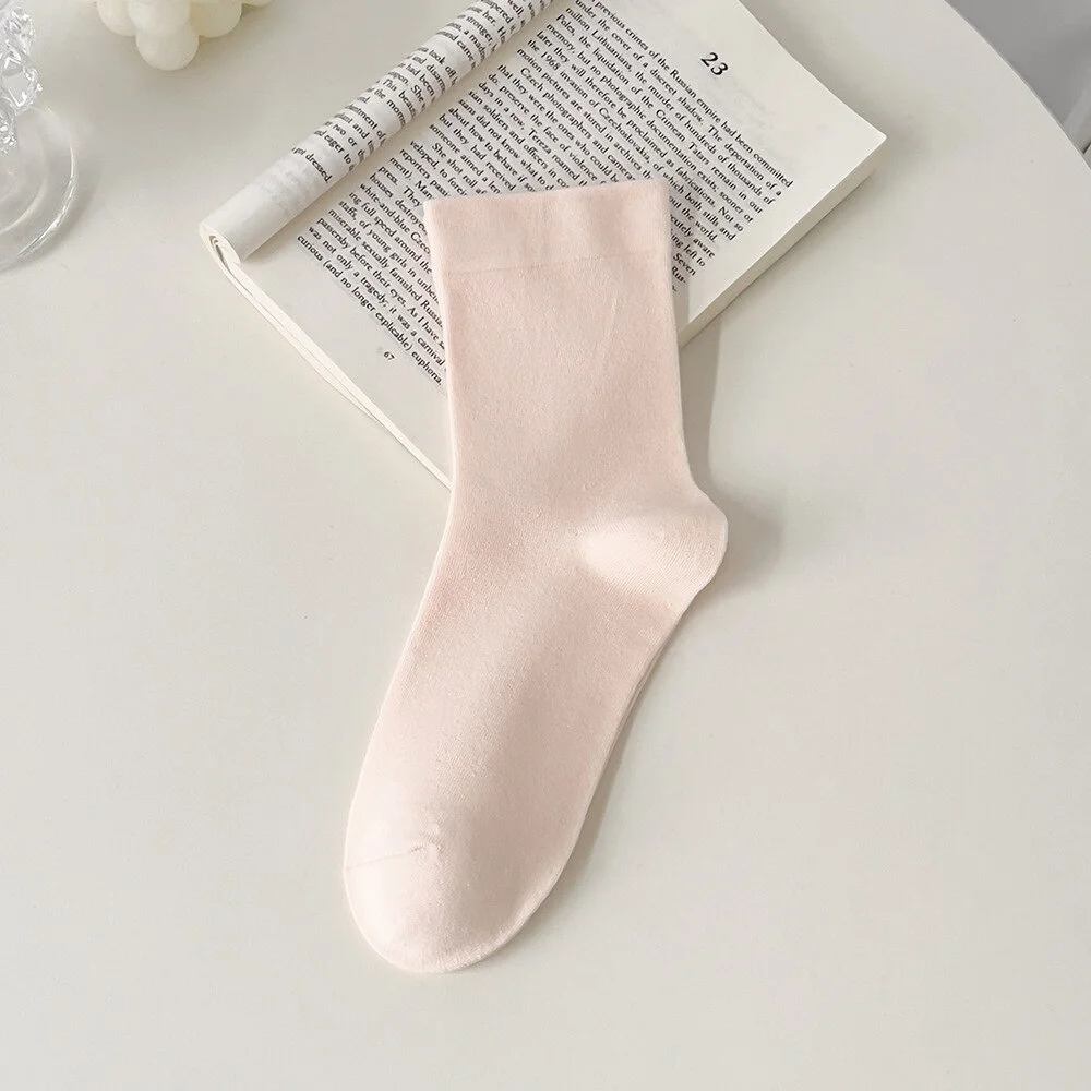 Korean Style-Solid Color Boneless Cute Socks