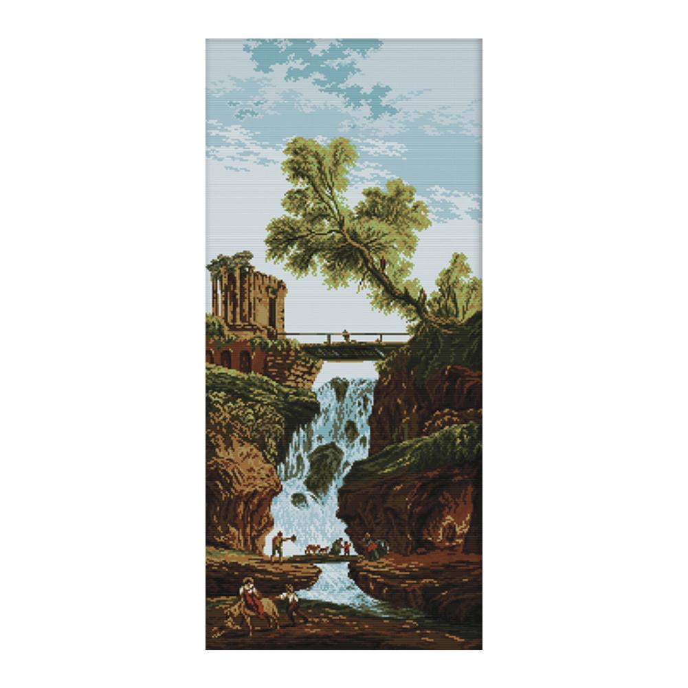 

Waterfall - 14CT Stamped Cross Stitch - 38*74cm, 501 Original