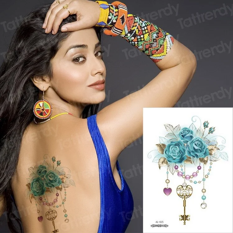 Waterproof Temporary Sticker Geometric dragonfly Sternum Tattoo Black Triangle Tattoos Body Arm Fake Tatoo Chains Sternal patch