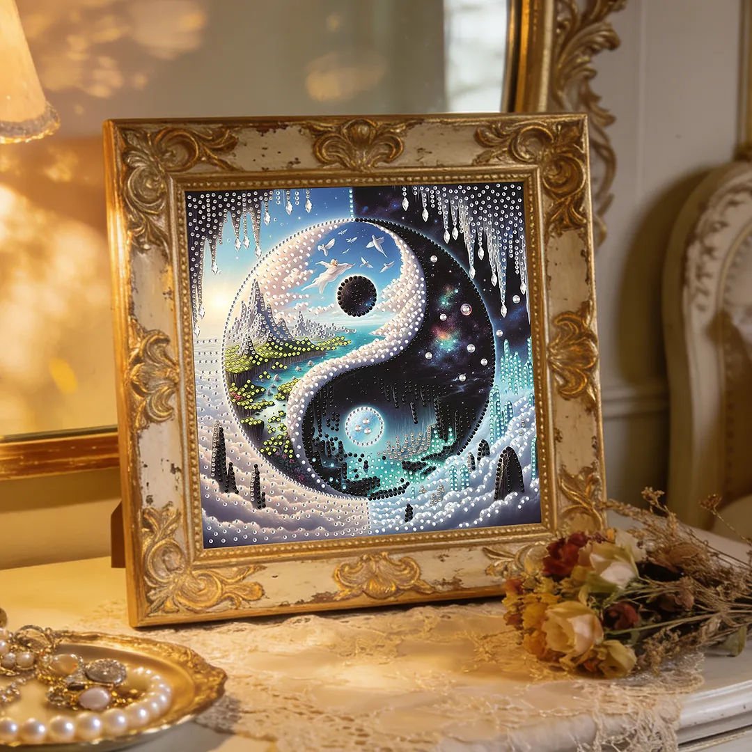Scenery Yin Yang Bagua Special Shaped 5D DIY Partial Drill Diamond Painting Kits for Adults Beginners Home Decor Diamonds Paintings Gem Art 30x30cm
