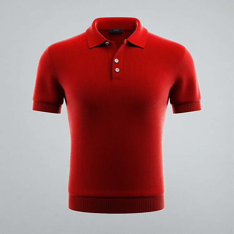 Ursime Wool Half Button Short Sleeve Knit Polo Shirt