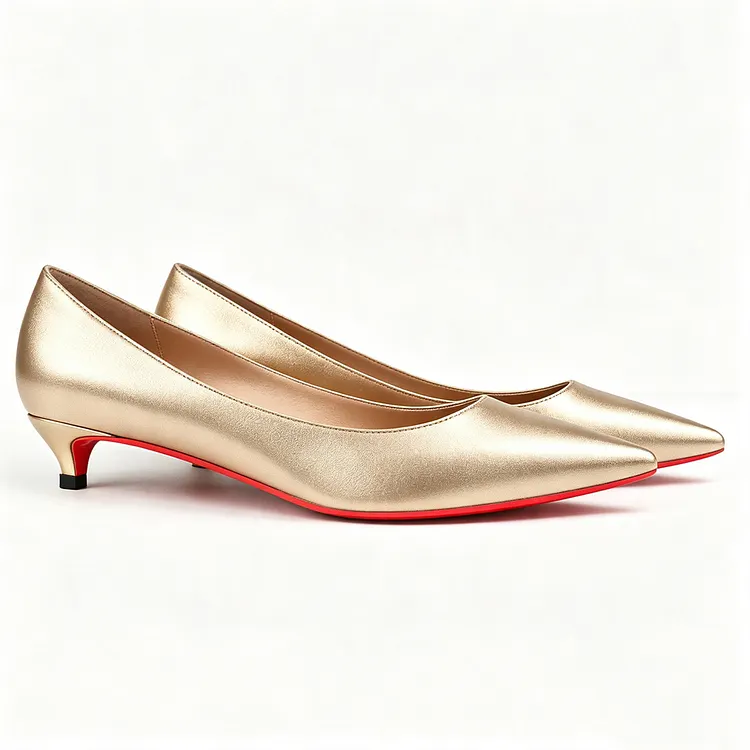 30mm Women's Low Heel Kittens Pointed Toe Casual Slip On Matte Red Bottom Pumps VOCOSI VOCOSI