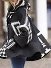 Vintage Geometric Printed Loose Long Sleeves Hooded Woolen Coat