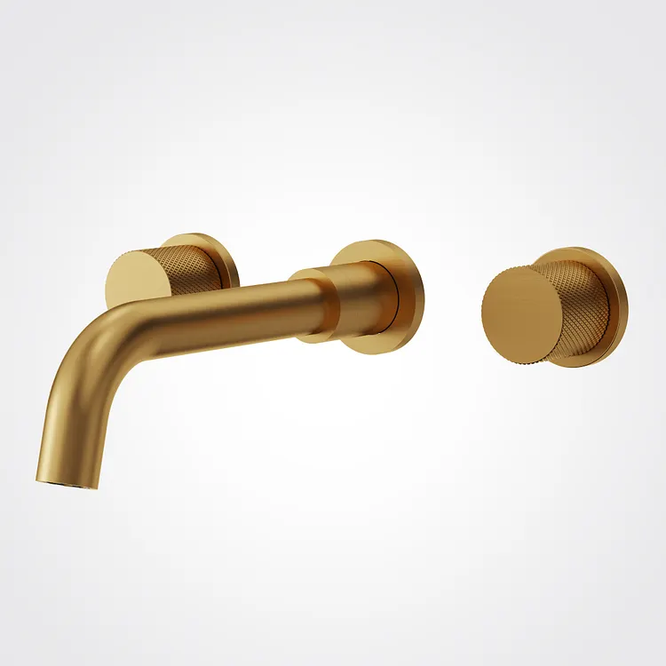 EVERSTEIN Wall-Mount Two-Handle Bathroom Sink Faucet Brushed Gold 