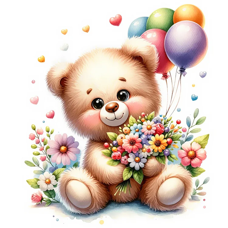 Birthday Bear 30*30CM (Canvas) Full Round Drill Diamond Painting gbfke