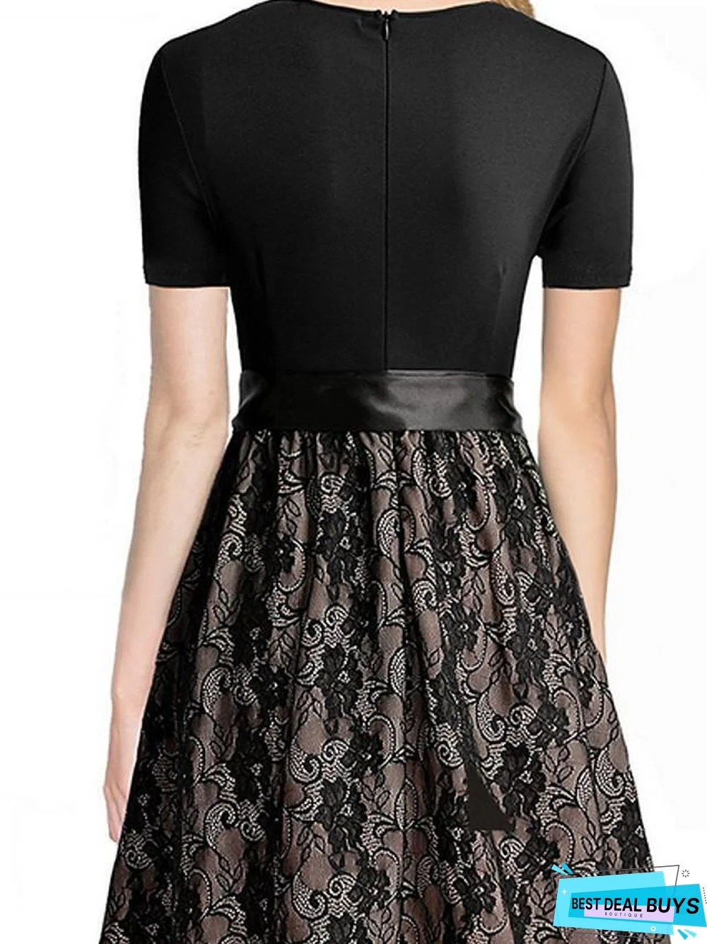 Women's Swing Dress Short Sleeve Geometric Black Dresses