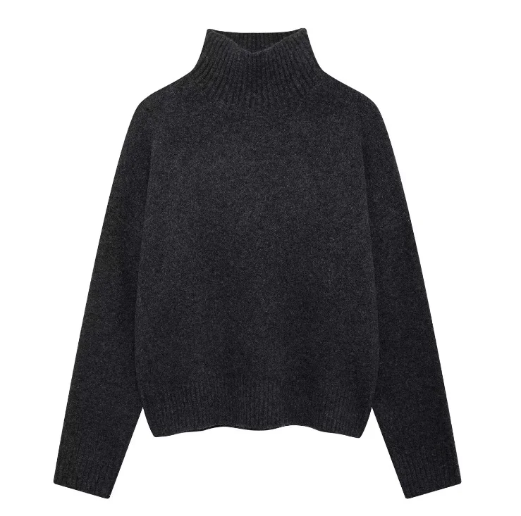 Nigikala Nigikala Women's Clothing INS Burst High-Neck Fashion With Solid Color Knitted Head Sweater